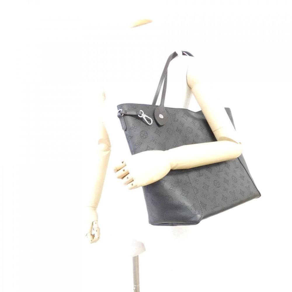 Louis Vuitton Hina MM Mahina Leather Hobo Bag black
